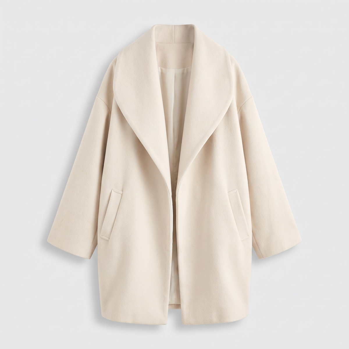 DRAPED LAPEL LONGLINE COAT
