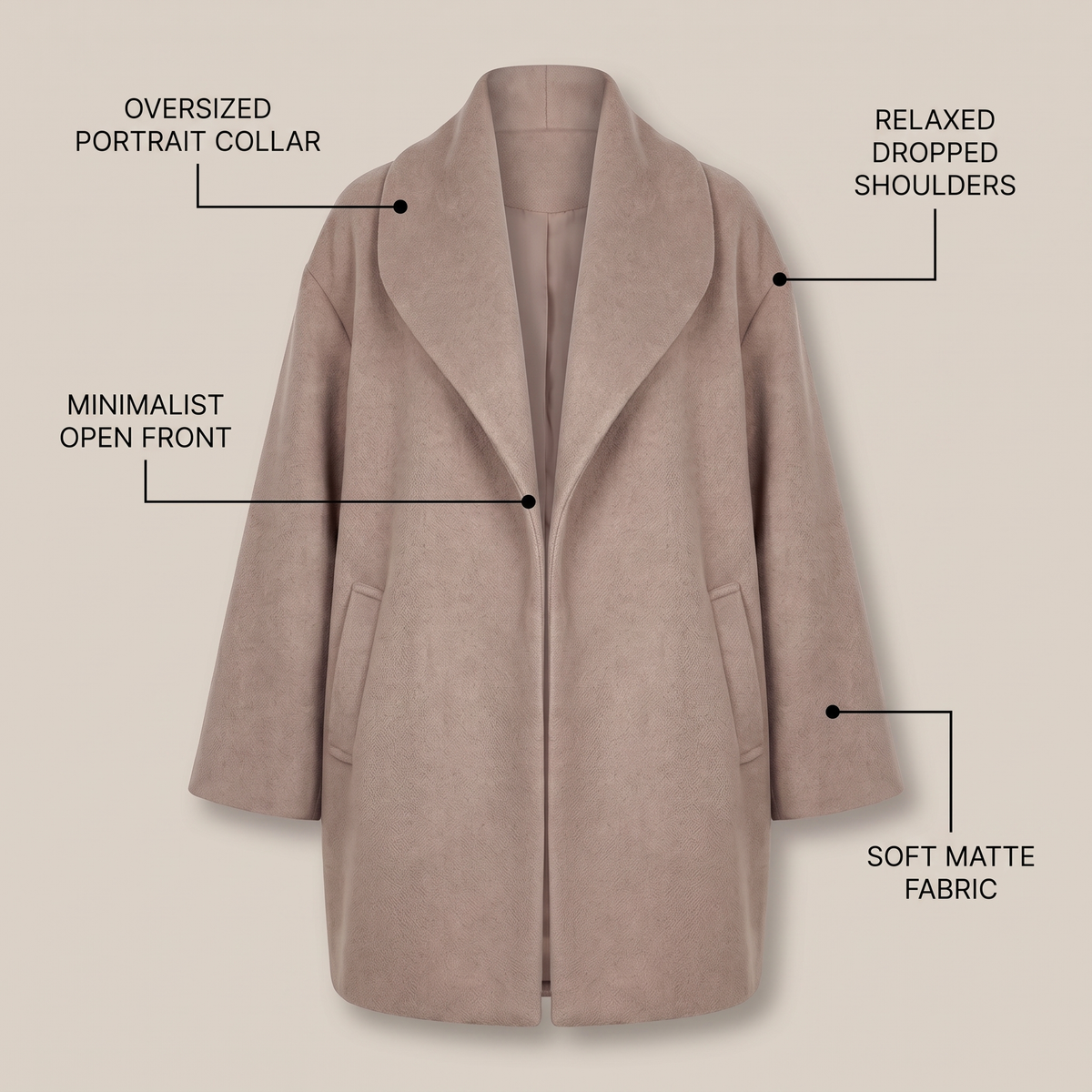 DRAPED LAPEL LONGLINE COAT