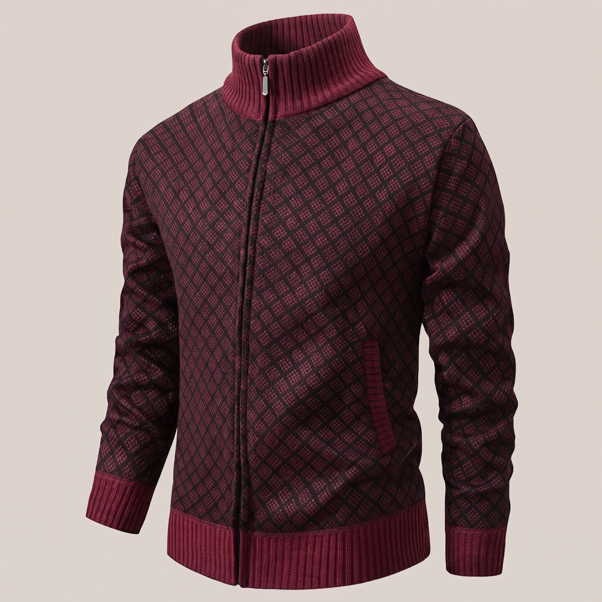 JACQUARD FUNNEL NECK JUMPER