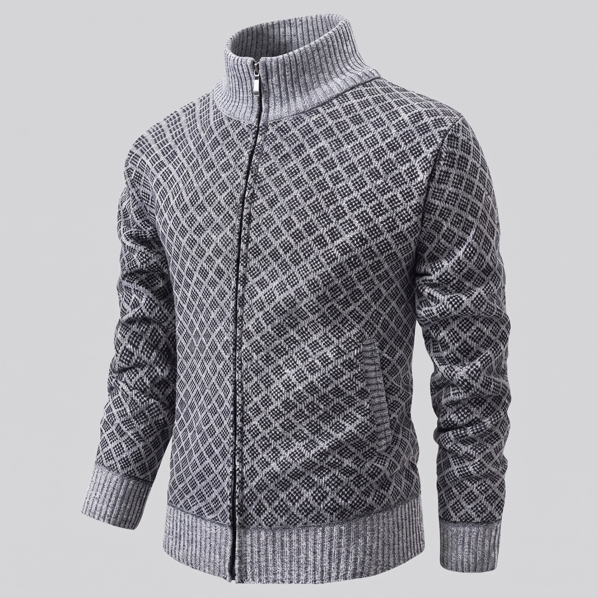 JACQUARD FUNNEL NECK JUMPER