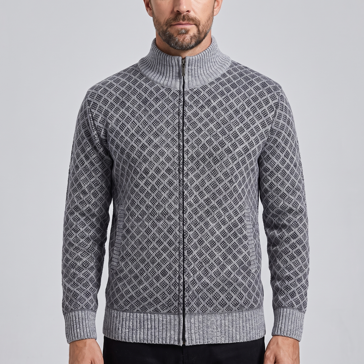 JACQUARD FUNNEL NECK JUMPER