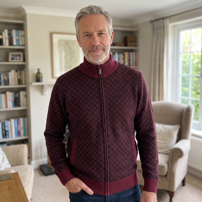 JACQUARD FUNNEL NECK JUMPER