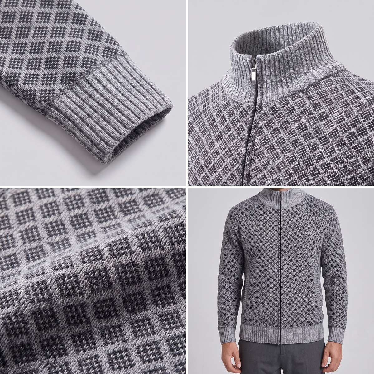 JACQUARD FUNNEL NECK JUMPER