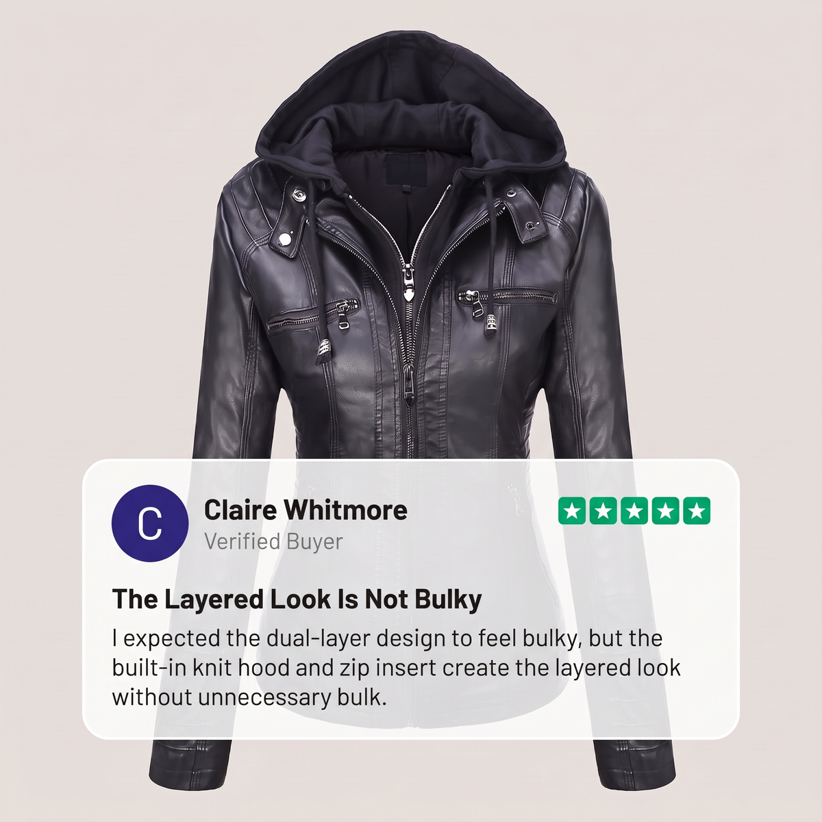 FITTED HOODED LEATHER JACKET