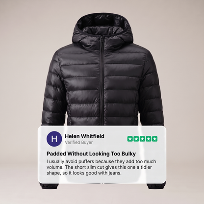 SLIMLINE HOODED PUFFER JACKET