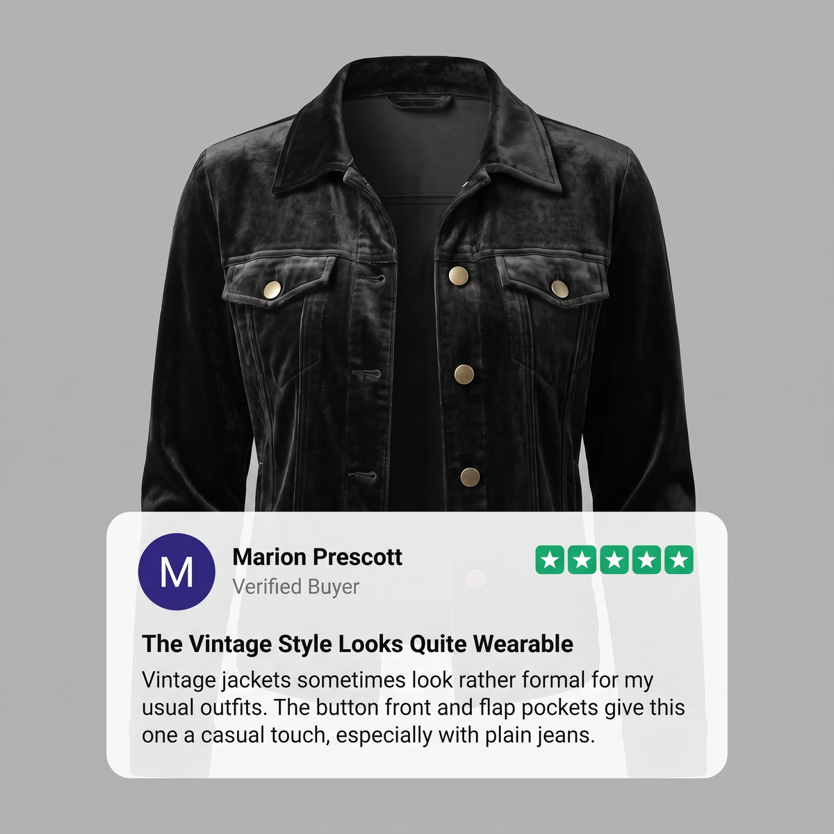VELVET BUTTON FRONT JACKET