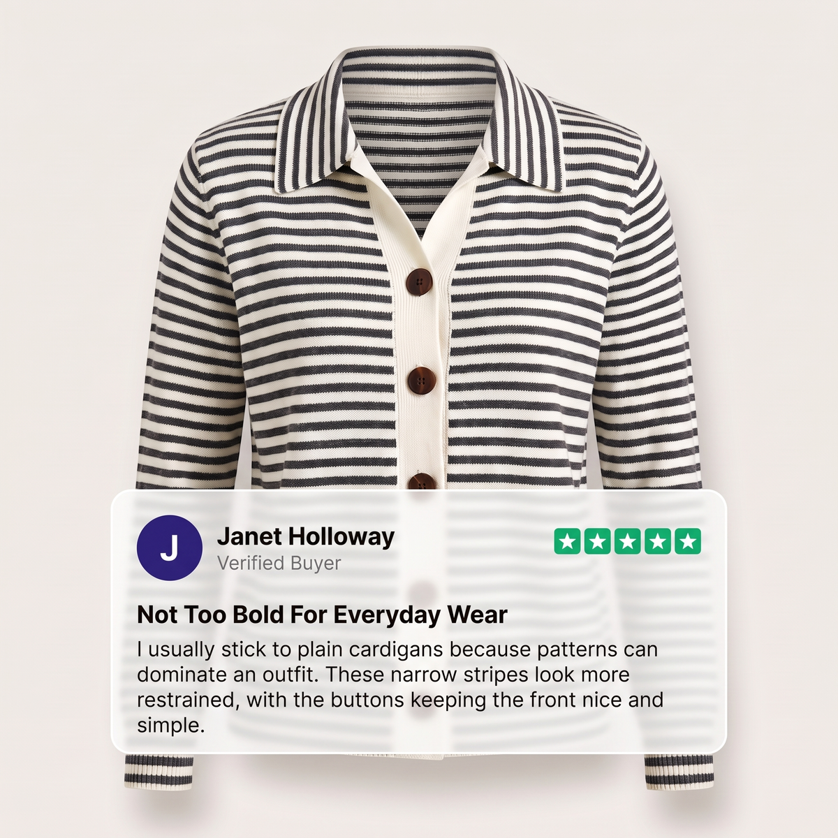 STRIPED BUTTON KNIT JACKET
