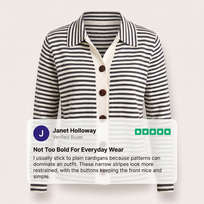 STRIPED BUTTON KNIT JACKET