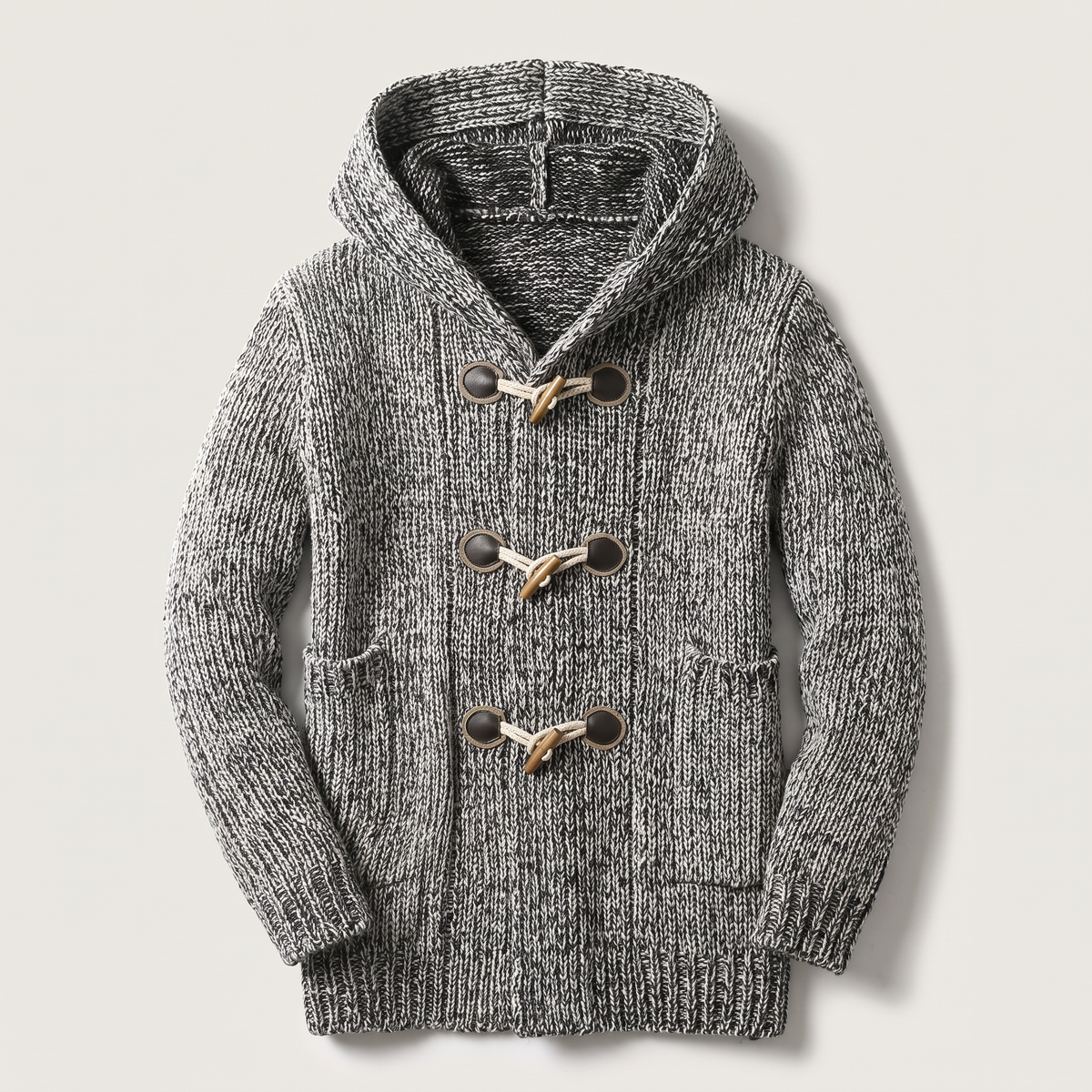 TOGGLE FRONT HOODED CARDIGAN