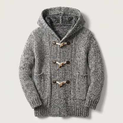 TOGGLE FRONT HOODED CARDIGAN