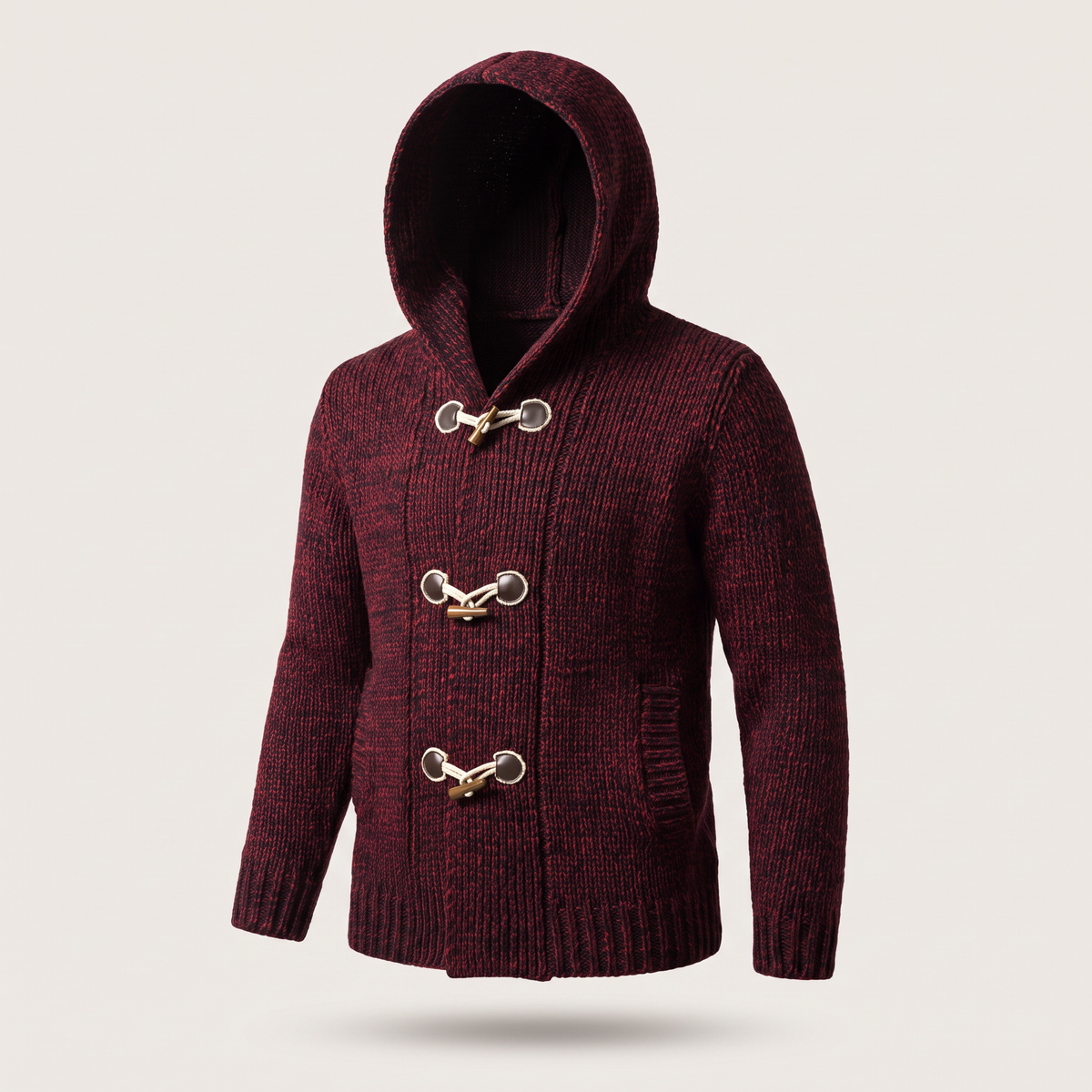 TOGGLE FRONT HOODED CARDIGAN