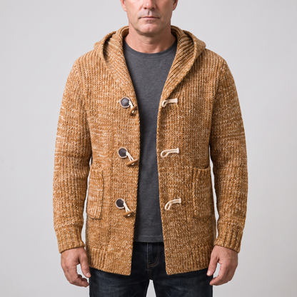 TOGGLE FRONT HOODED CARDIGAN