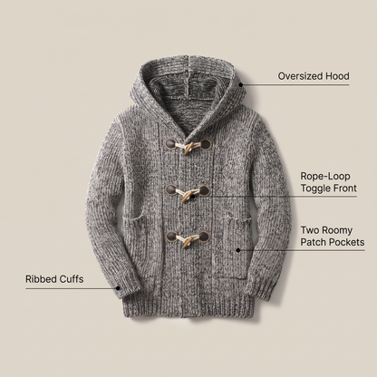 TOGGLE FRONT HOODED CARDIGAN