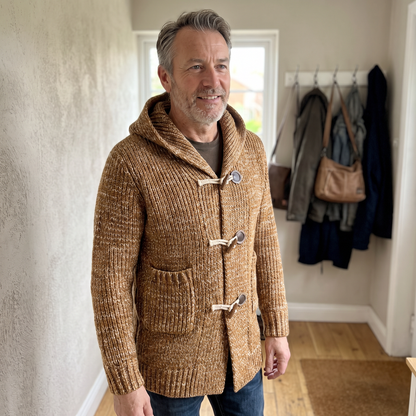 TOGGLE FRONT HOODED CARDIGAN