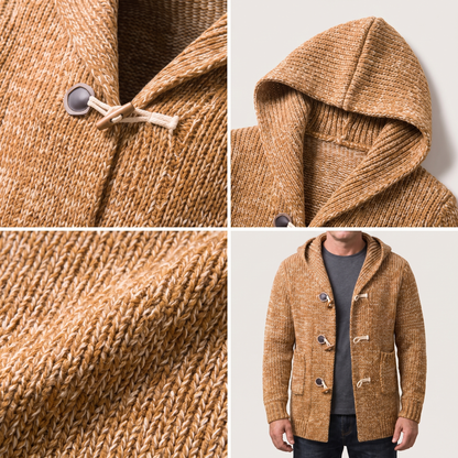 TOGGLE FRONT HOODED CARDIGAN