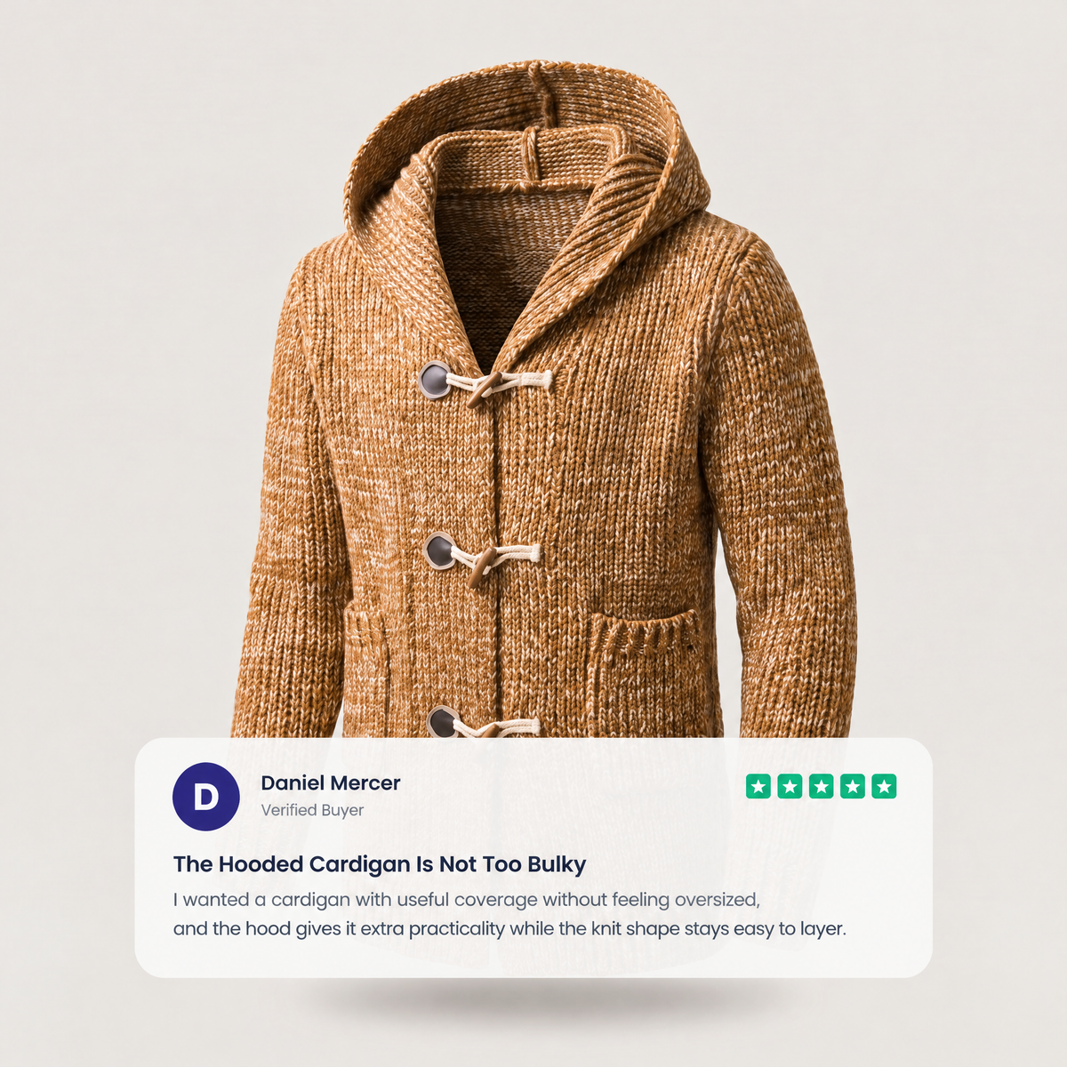 TOGGLE FRONT HOODED CARDIGAN