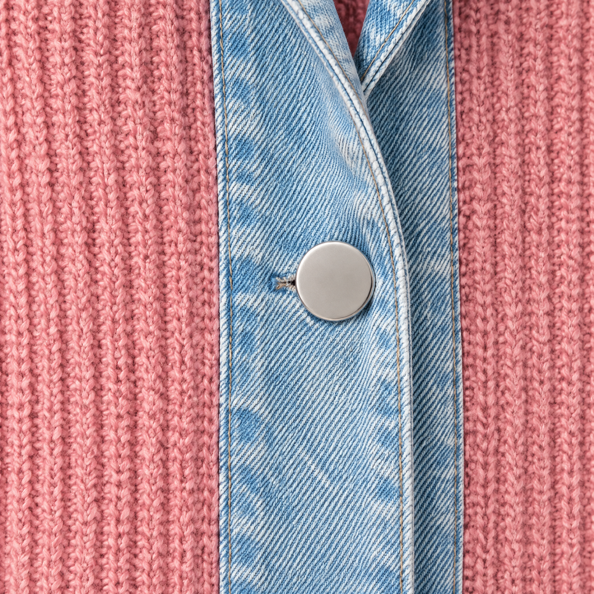 DENIM TRIM RIBBED BLAZER
