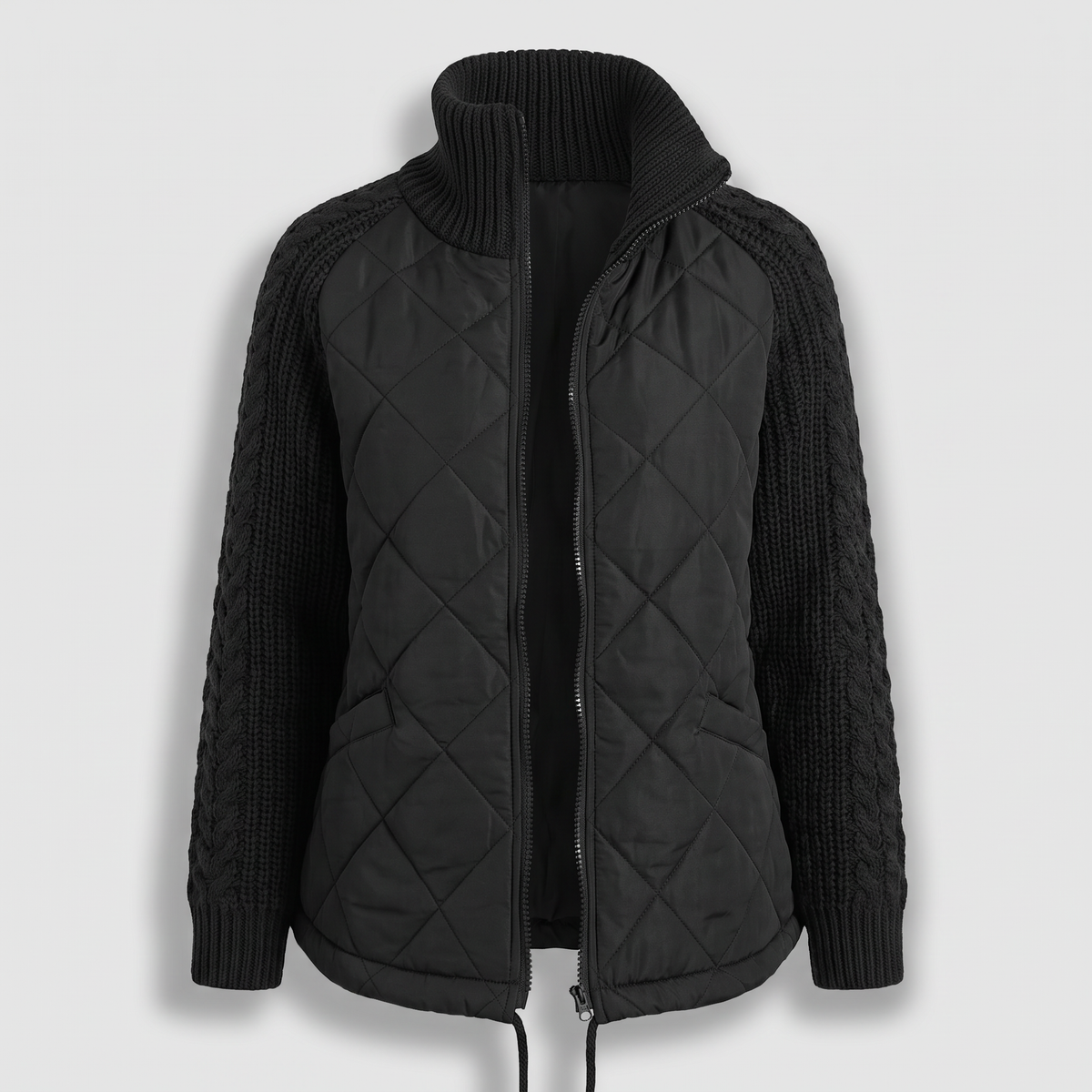 CABLE KNIT HYBRID COAT