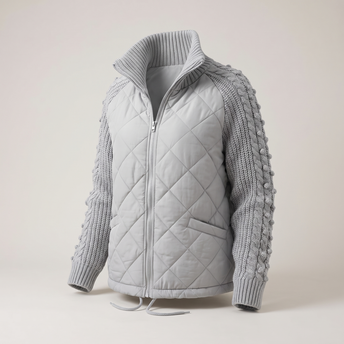 CABLE KNIT HYBRID COAT