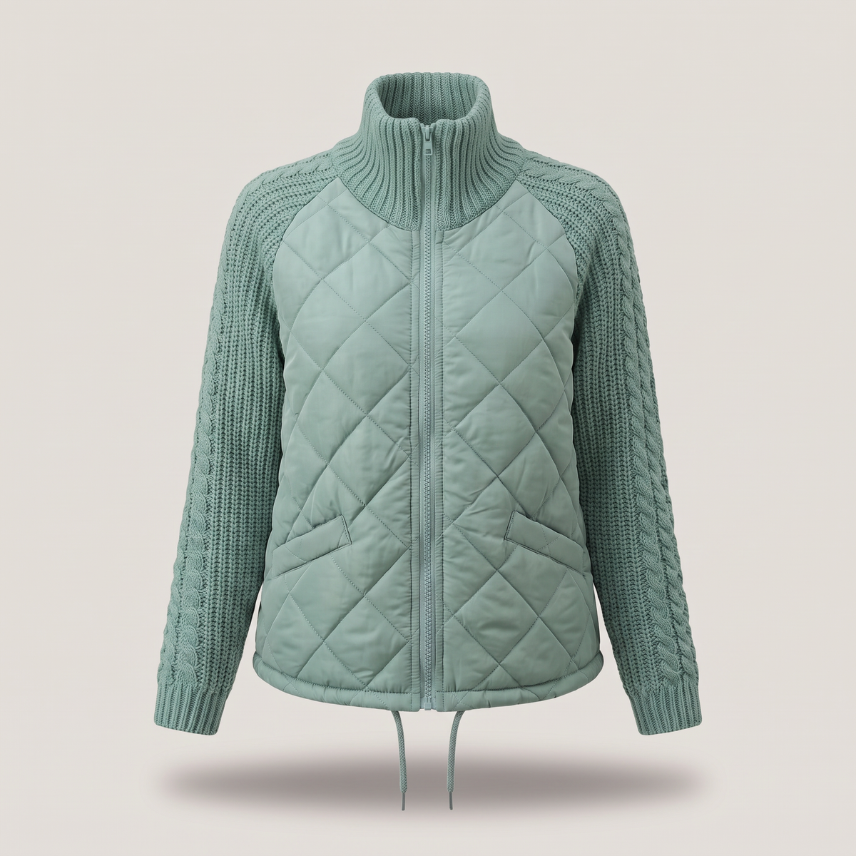 CABLE KNIT HYBRID COAT