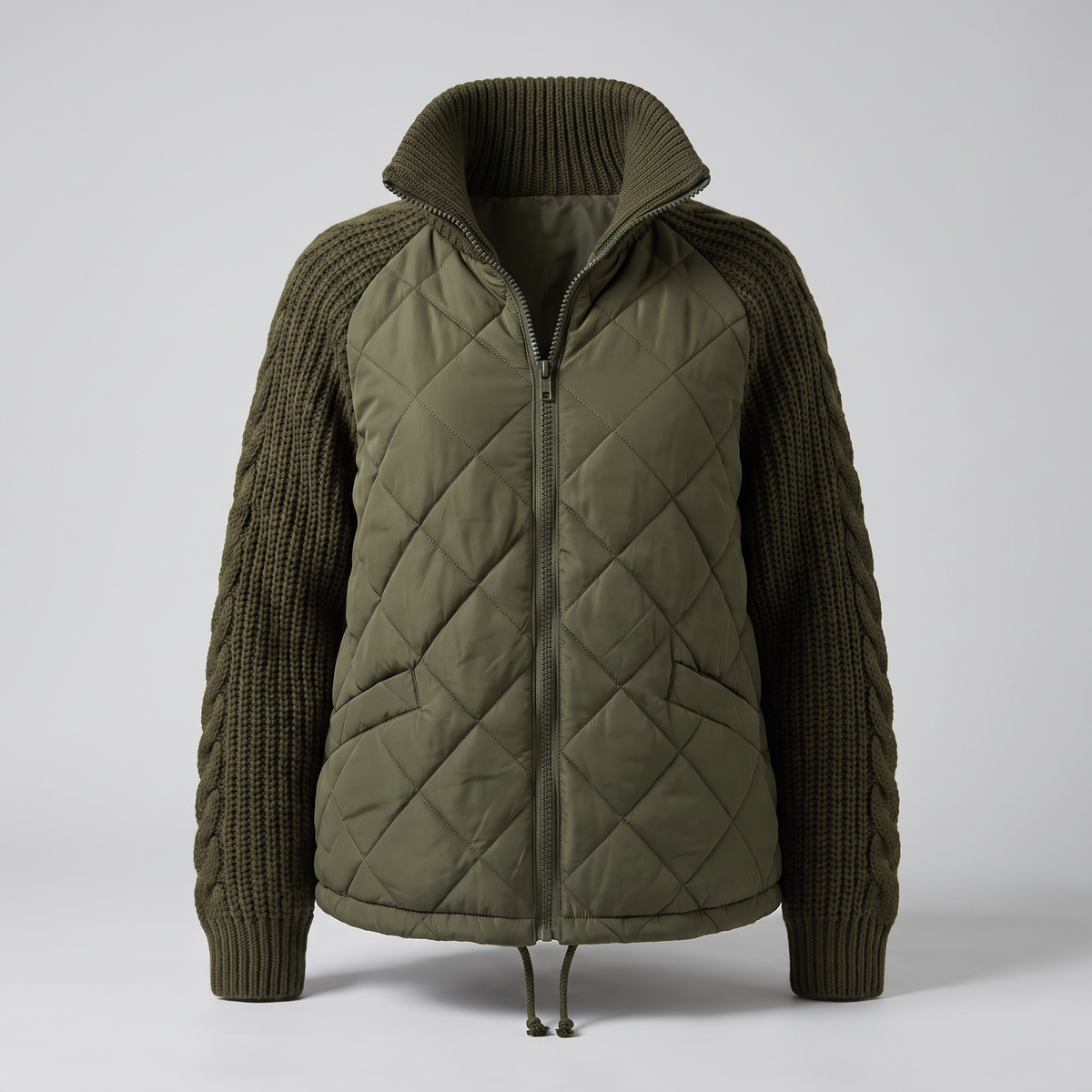 CABLE KNIT HYBRID COAT