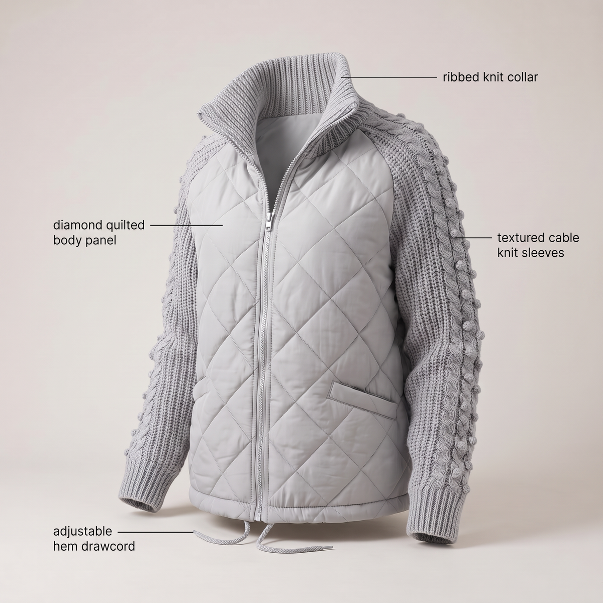 CABLE KNIT HYBRID COAT