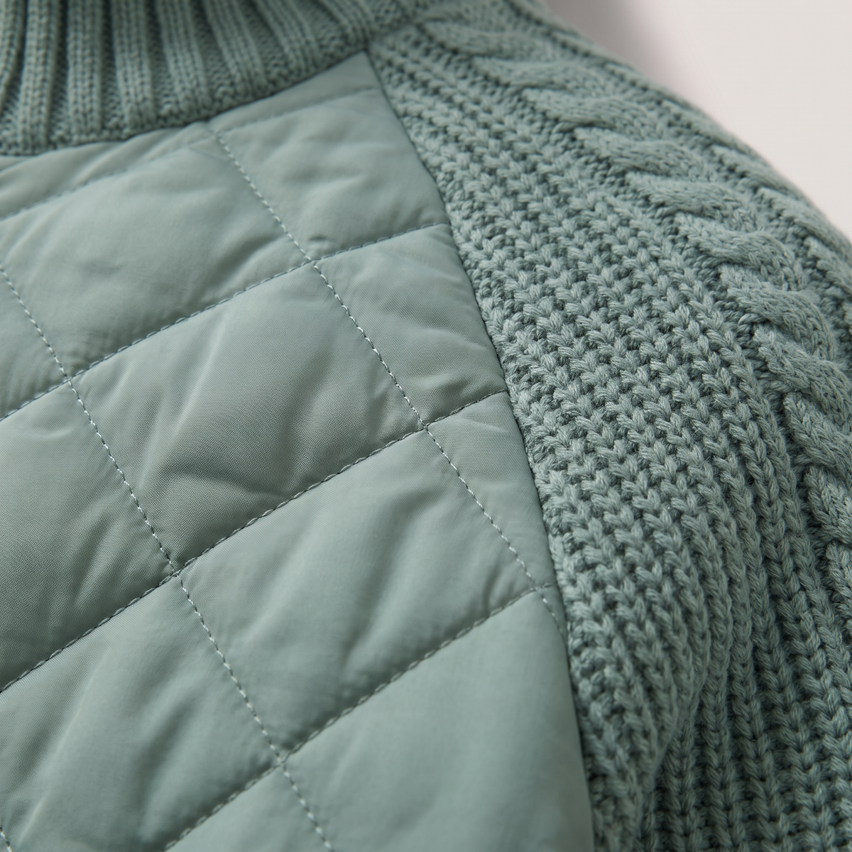 CABLE KNIT HYBRID COAT