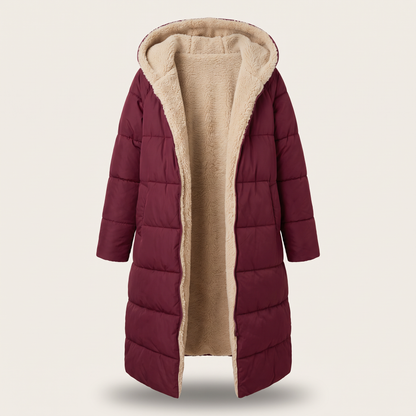 BORG TRIM LONGLINE PUFFER COAT