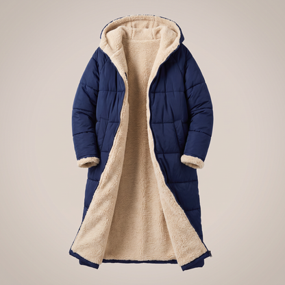 BORG TRIM LONGLINE PUFFER COAT