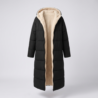 BORG TRIM LONGLINE PUFFER COAT