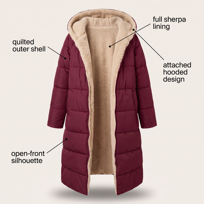 BORG TRIM LONGLINE PUFFER COAT