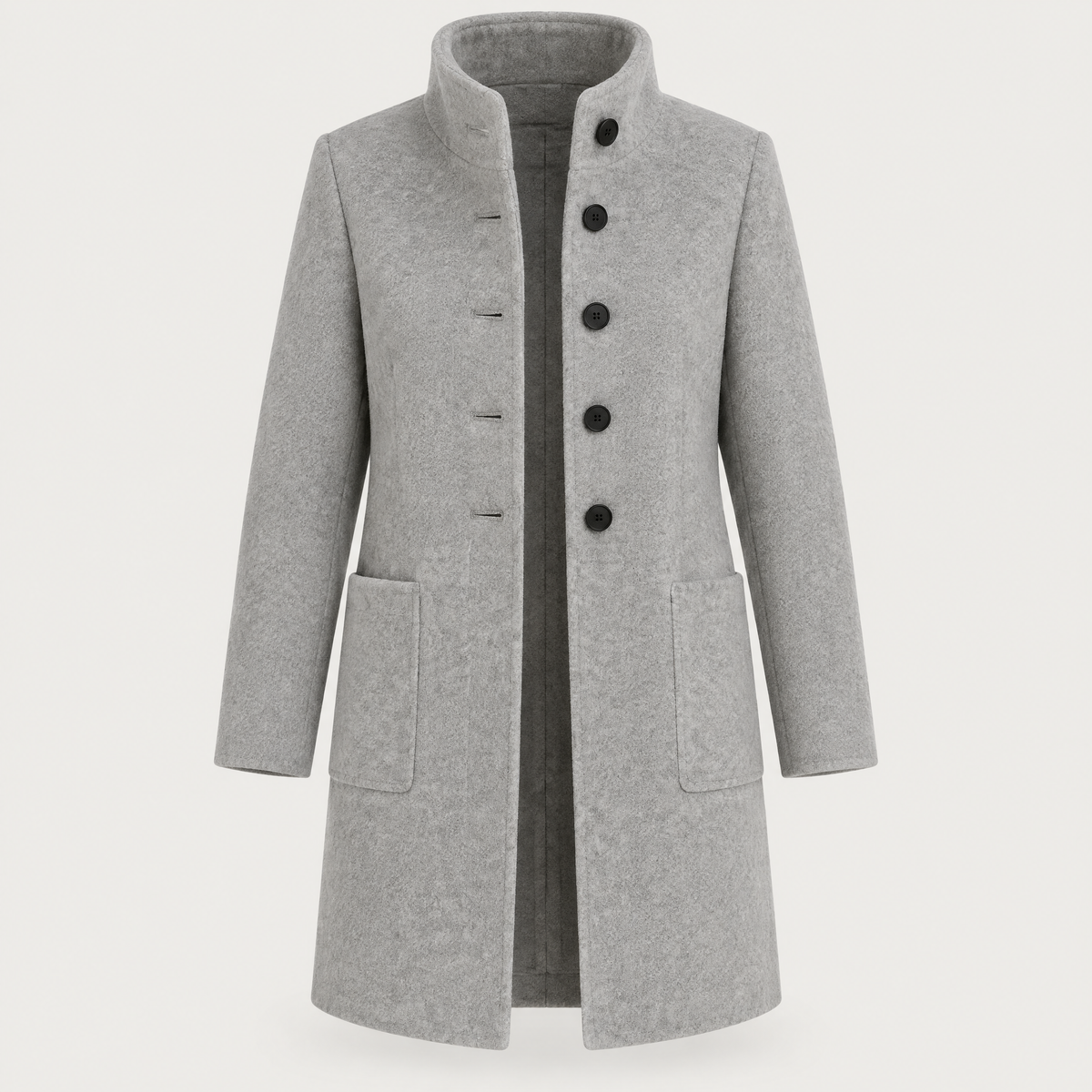 RAISED COLLAR BUTTON COAT