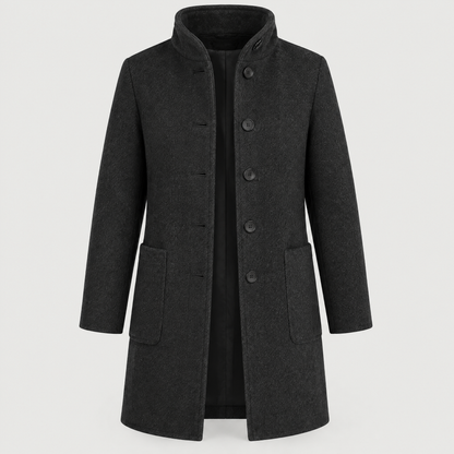 RAISED COLLAR BUTTON COAT