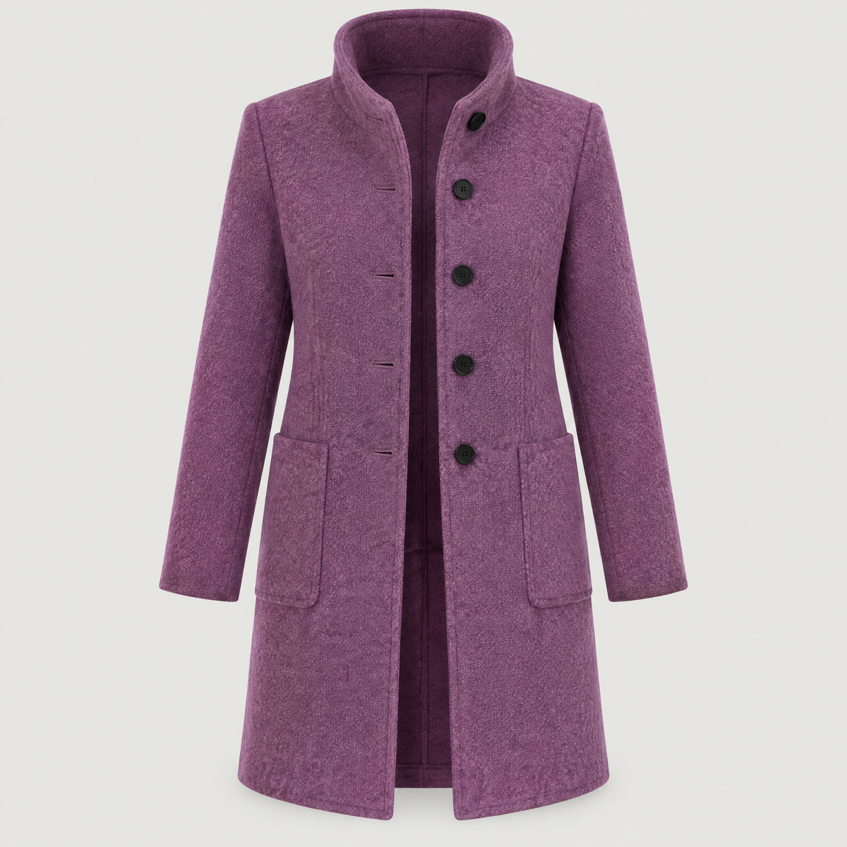 RAISED COLLAR BUTTON COAT
