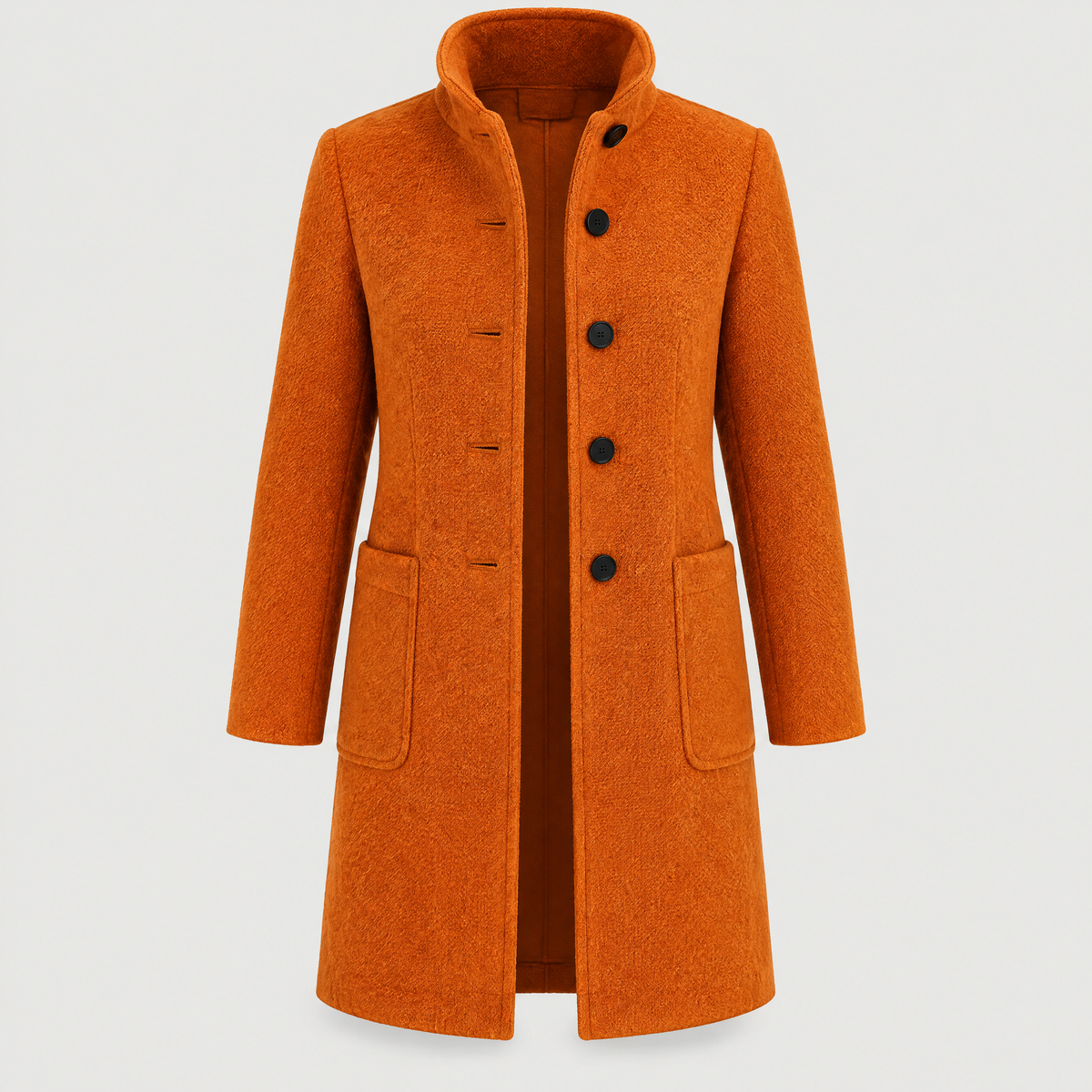 RAISED COLLAR BUTTON COAT