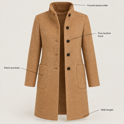RAISED COLLAR BUTTON COAT