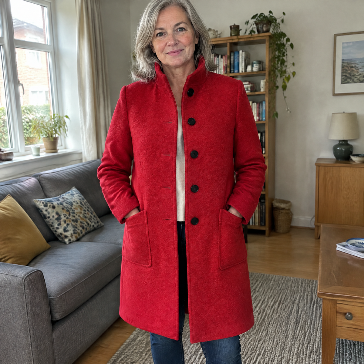 RAISED COLLAR BUTTON COAT