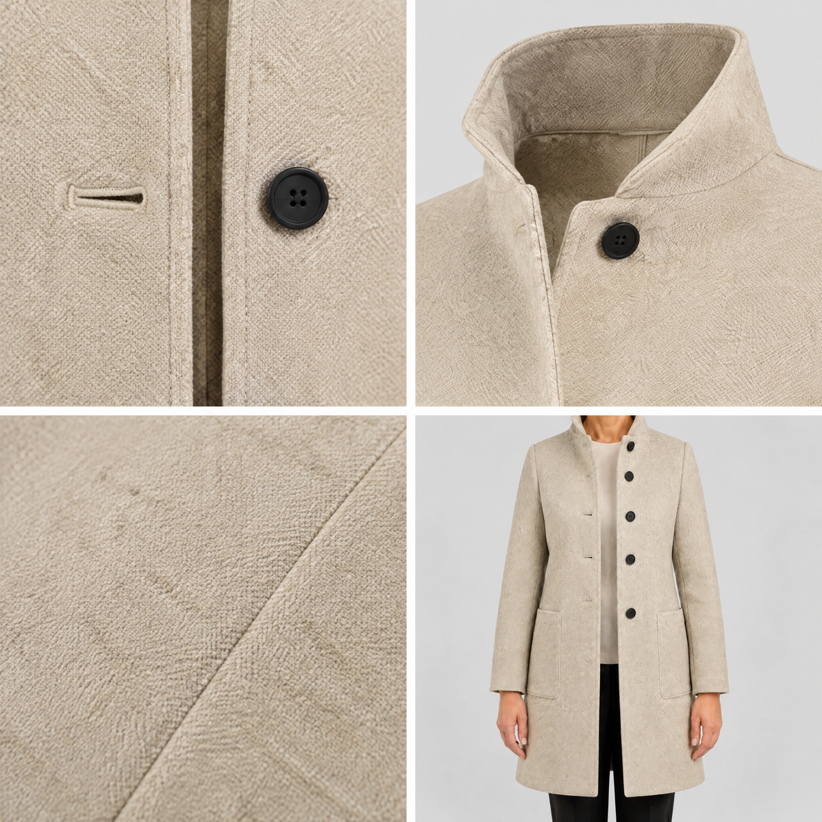 RAISED COLLAR BUTTON COAT