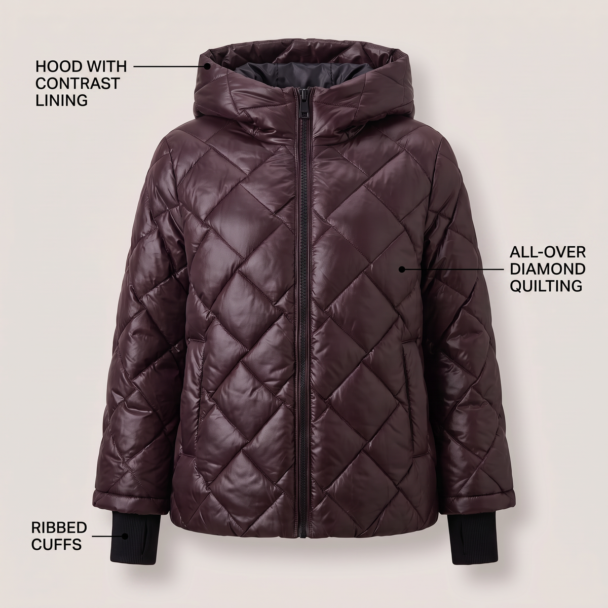 PADDED DIAMOND STITCH JACKET
