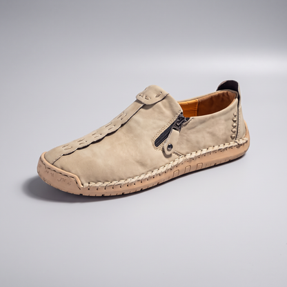 STITCHED LEATHER LOOK SLIP-ONS