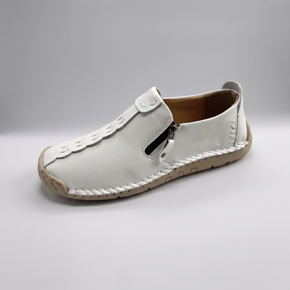 STITCHED LEATHER LOOK SLIP-ONS