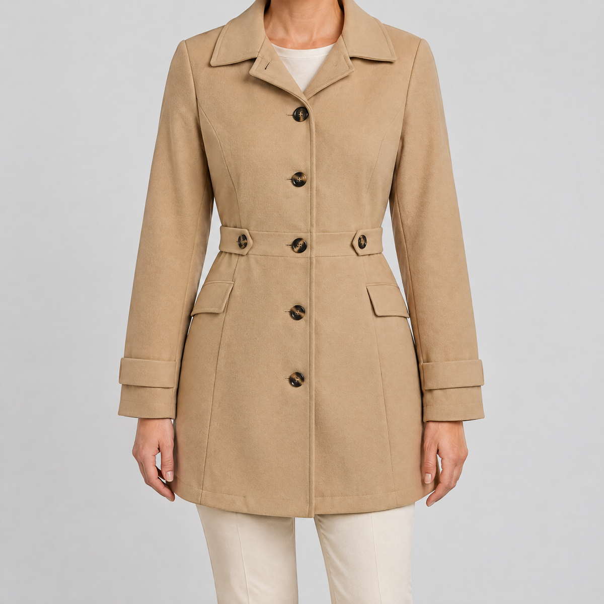 SHAPED WAIST CASUAL COAT
