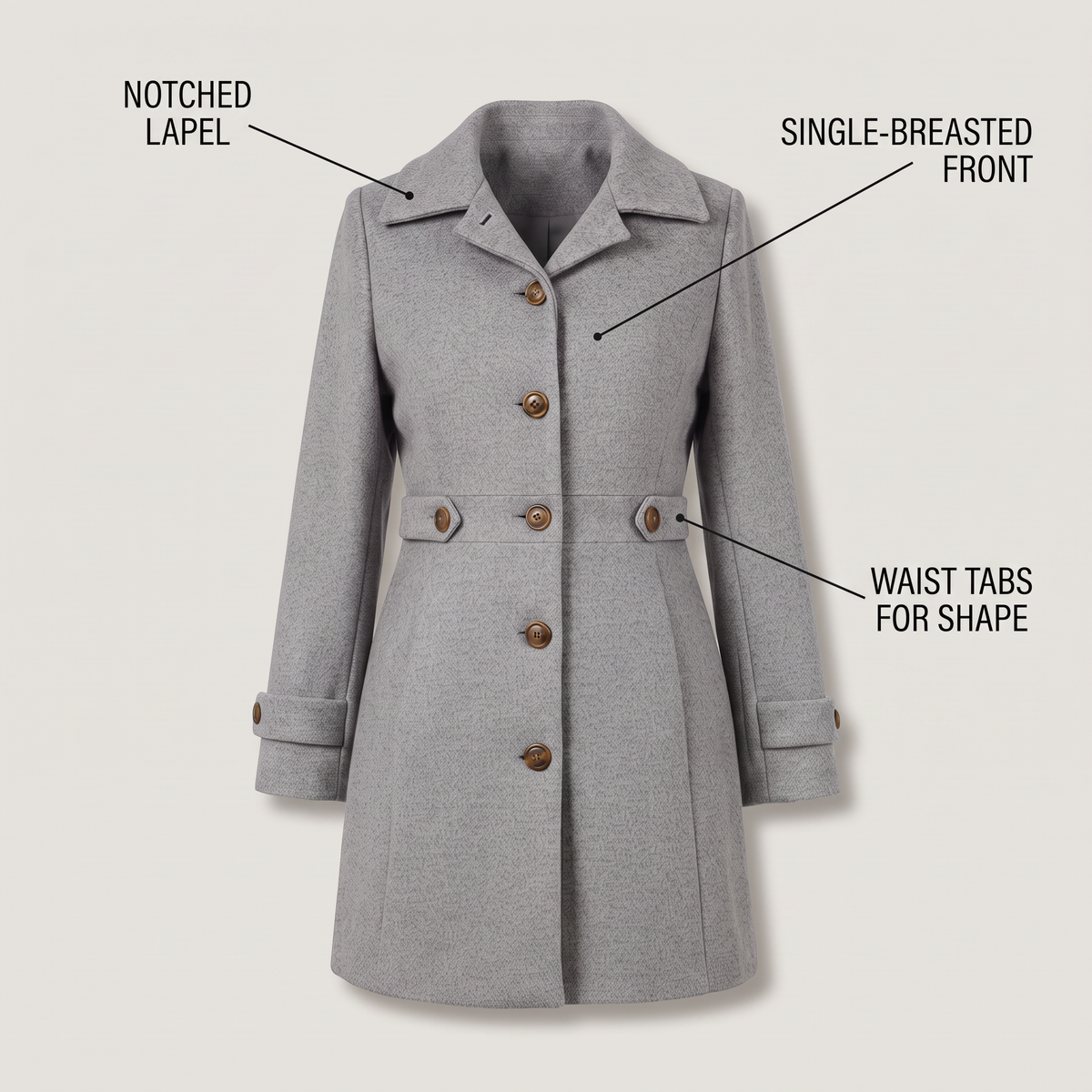 SHAPED WAIST CASUAL COAT