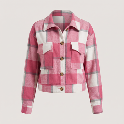 CROPPED CHECK SHIRT JACKET