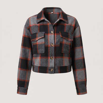 CROPPED CHECK SHIRT JACKET