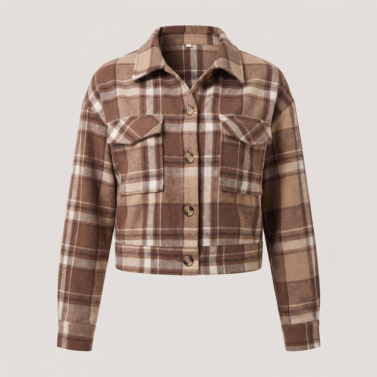 CROPPED CHECK SHIRT JACKET