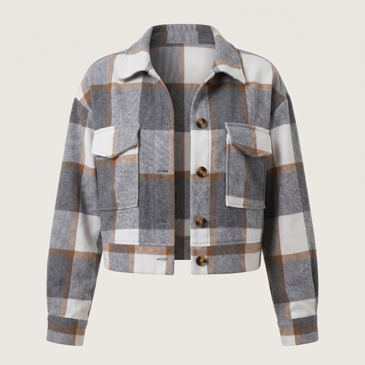 CROPPED CHECK SHIRT JACKET