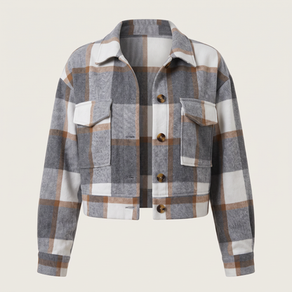 CROPPED CHECK SHIRT JACKET