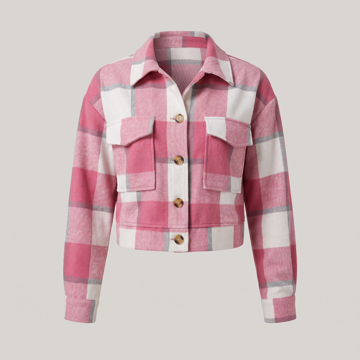 CROPPED CHECK SHIRT JACKET