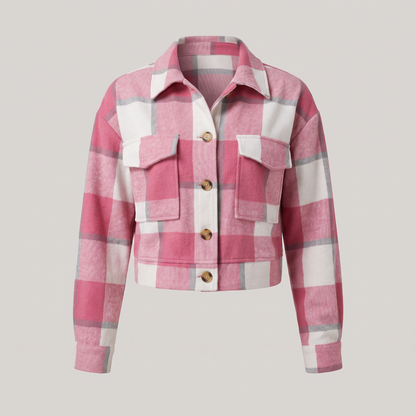 CROPPED CHECK SHIRT JACKET